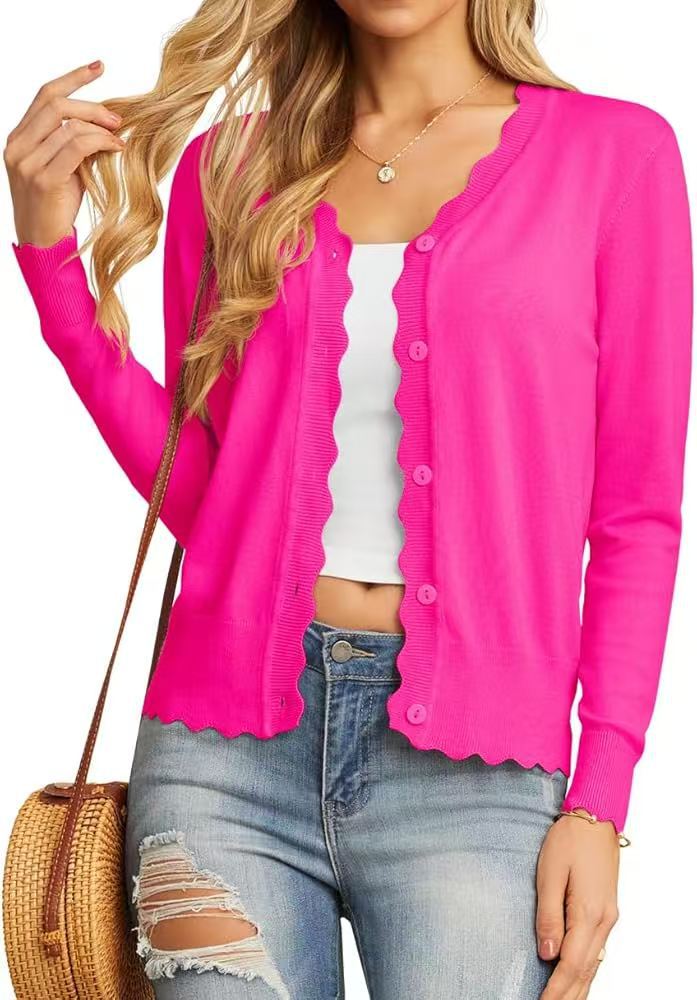 Hot pink lightweight knit cardigan