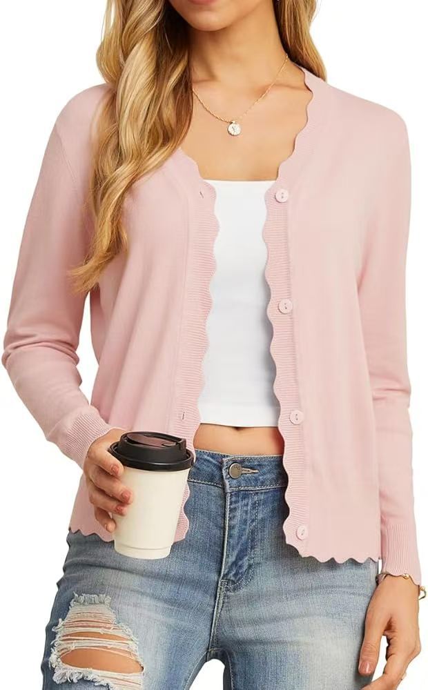 Soft pink knit cardigan