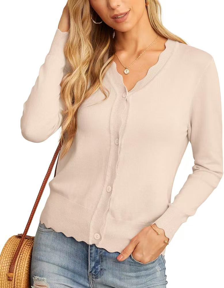 Beige lightweight knit cardigan