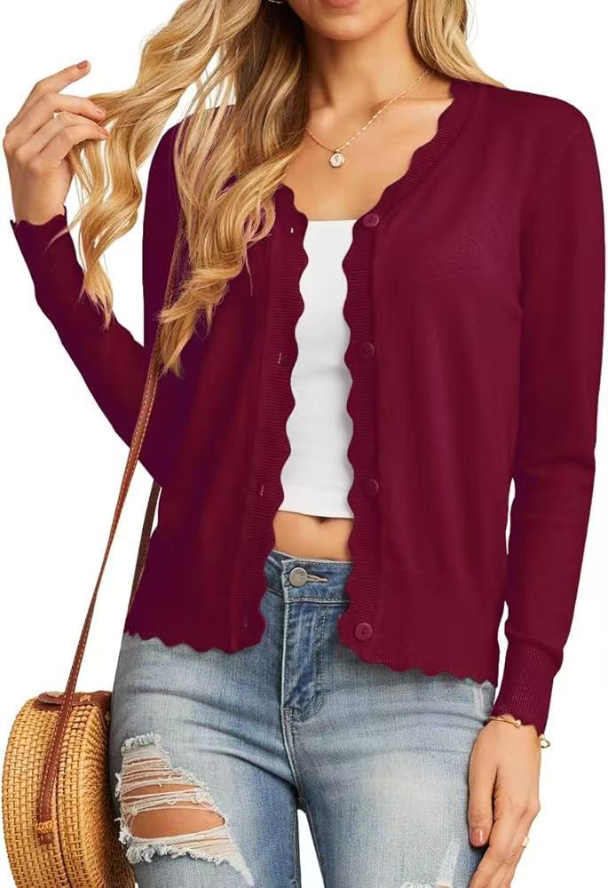 Burgundy lightweight knit cardigan
